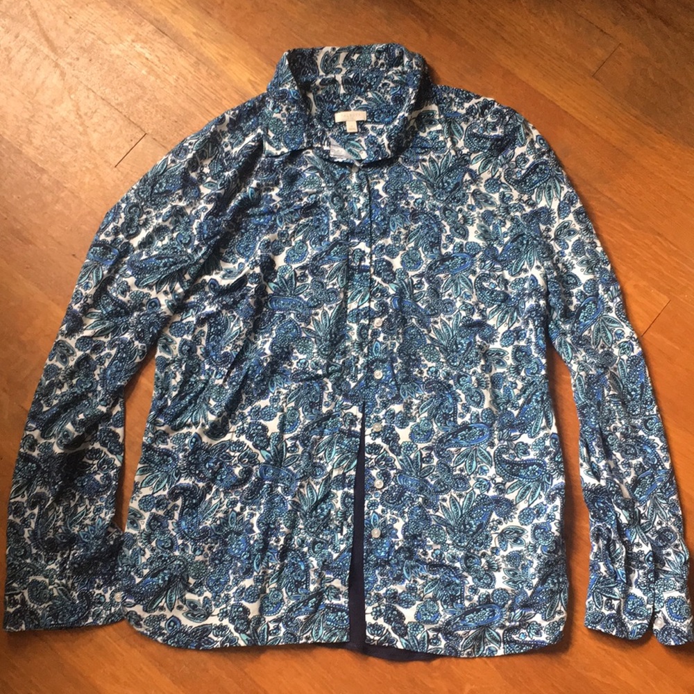 Talbots Blue Paisley Button Down